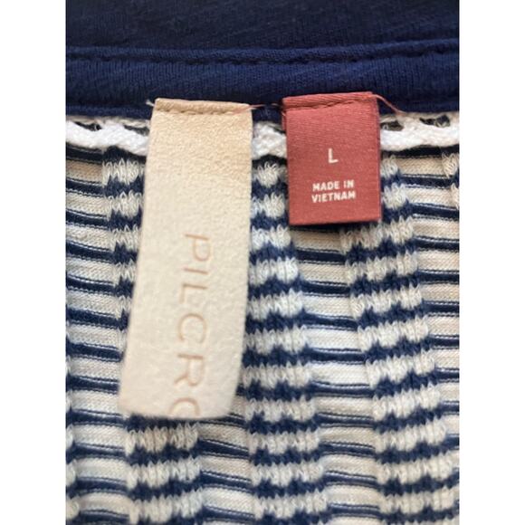 Pilcro Navy Blue Cream Thermal Long Sleeve Large - Picture 3 of 3